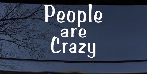 People Are Crazy Funny Car or Truck Window Vinyl Decal Sticker (White)