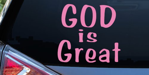God Is Great Christian Car or Truck Window Decal Sticker (Pink)