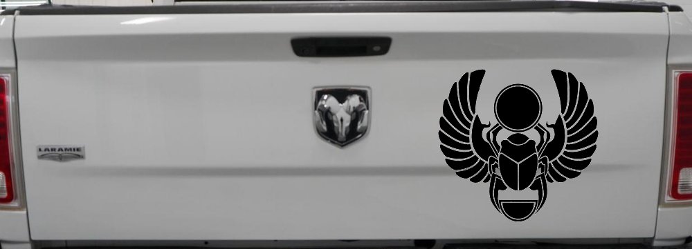 Egyptian Scarab Beetle Car or Truck Window Decal Sticker (Black)