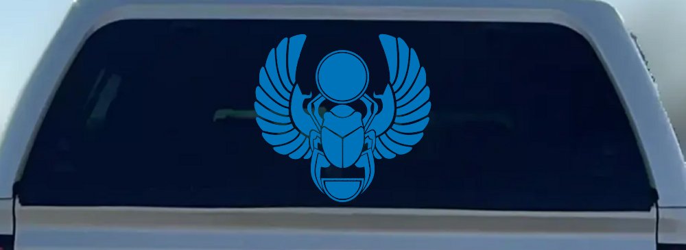 Egyptian Scarab Beetle Car or Truck Window Decal Sticker (Sky Blue)