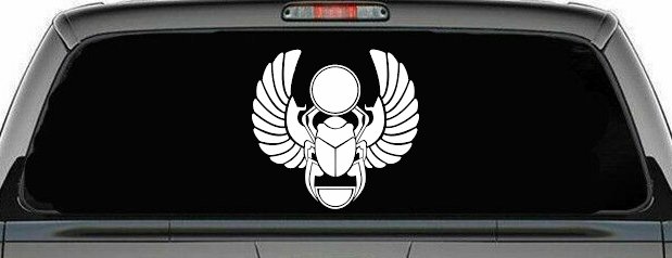 Egyptian Scarab Beetle Car or Truck Window Decal Sticker (White)