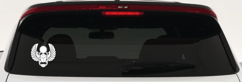 Egyptian Scarab Beetle Car or Truck Window Vinyl Decal Sticker (White)