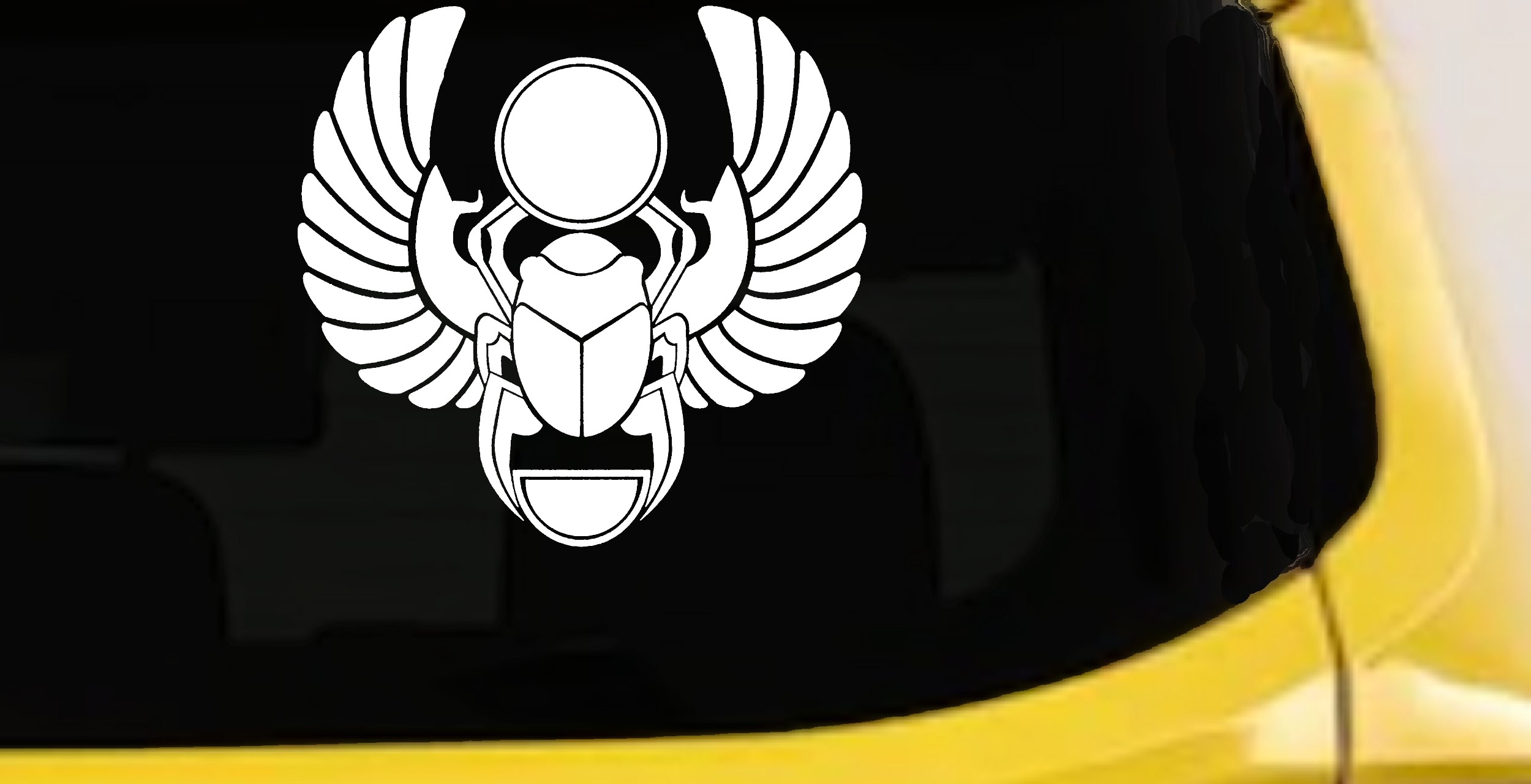 Egyptian Scarab Beetle Car or Truck Window Vinyl Decal Sticker (White)