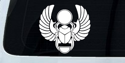 Egyptian Scarab Beetle Car or Truck Window Decal Sticker (White)