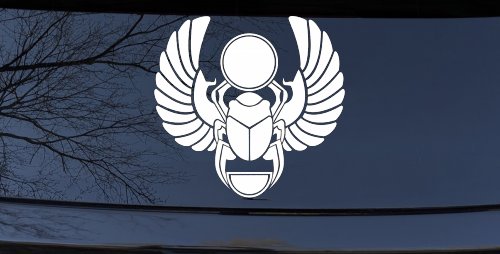 Egyptian Scarab Beetle Car or Truck Window Decal Sticker (White)