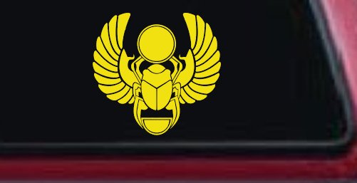 Egyptian Scarab Beetle Car or Truck Window Vinyl Decal Sticker (Yellow)