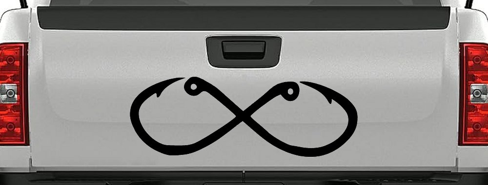 Infinity Fish Hooks Fishing Car or Truck Window Decal Sticker (Black)