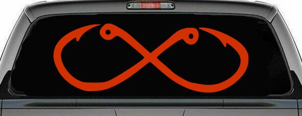 Infinity Fish Hooks Fishing Car or Truck Window Decal Sticker
