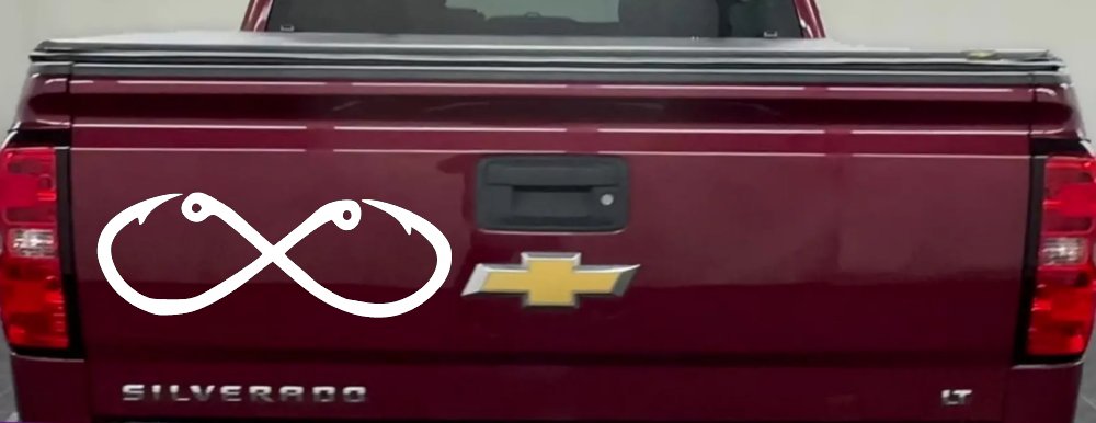 Infinity Fish Hooks Fishing Car or Truck Window Vinyl Decal Sticker (White)