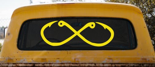 Infinity Fish Hooks Fishing Car or Truck Window Decal Sticker