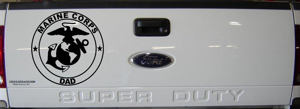 Marine Corps Dad Seal and Logo Military Car or Truck Window Decal Sticker (Black)
