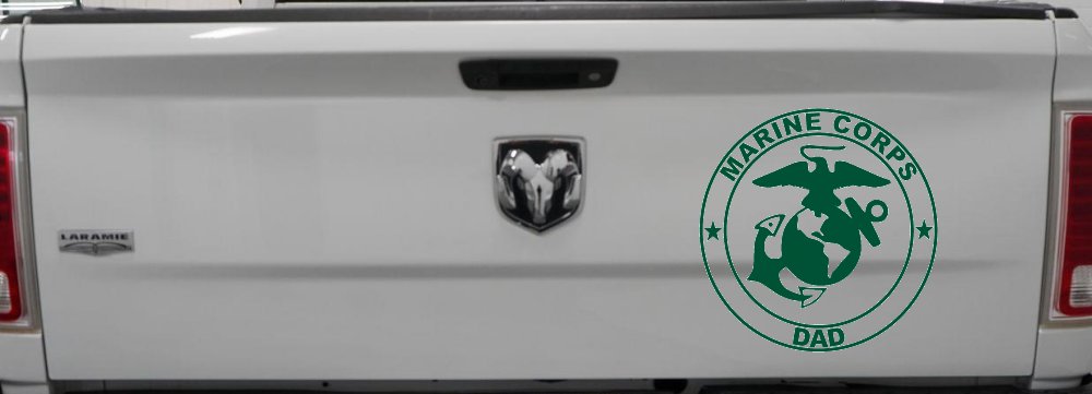 Marine Corps Dad Seal and Logo Military Car or Truck Window Decal Sticker (Dark Green)