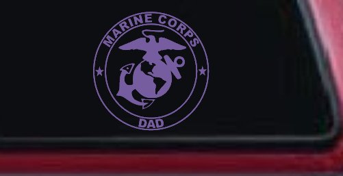 Marine Corps Dad Seal and Logo Military Car or Truck Window Decal Sticker (Purple)