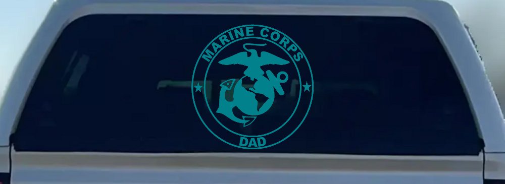 Marine Corps Dad Seal and Logo Military Car or Truck Window Decal Sticker (Turquoise Blue)