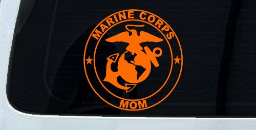 Marine Corps Mom Seal Military Car or Truck Window Vinyl Decal Sticker (Orange)