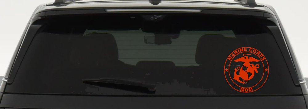 Marine Corps Mom Seal Military Car or Truck Window Vinyl Decal Sticker (Orange Red)