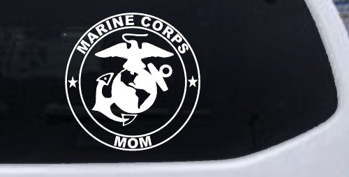 Marine Corps Mom Seal Military Car or Truck Window Decal Sticker (White)