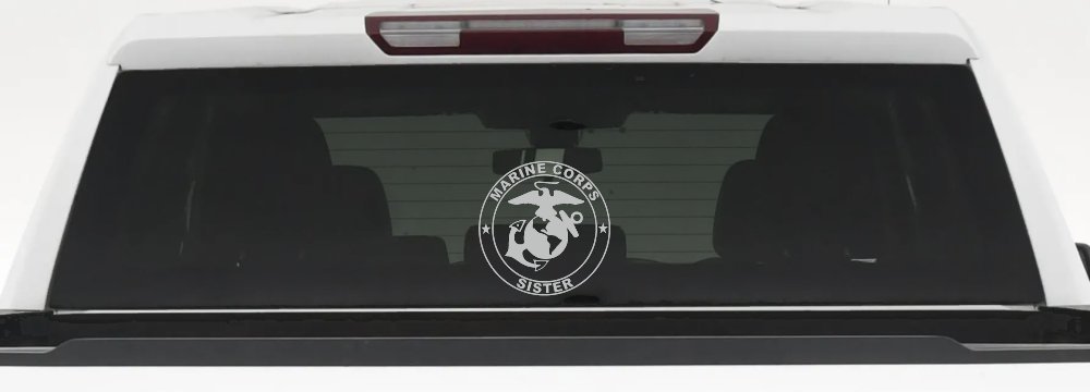 Marine Corps Sister Seal Military Car or Truck Window Vinyl Decal Sticker (Light Gray)