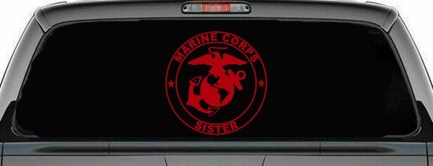 Marine Corps Sister Seal Military Car or Truck Window Decal Sticker (Red)