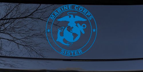 Marine Corps Sister Seal Military Car or Truck Window Decal Sticker (Sky Blue)