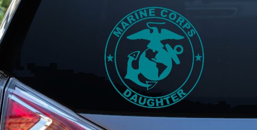 Marine Corps Daughter Seal Military Car or Truck Window Decal Sticker (Turquoise Blue)