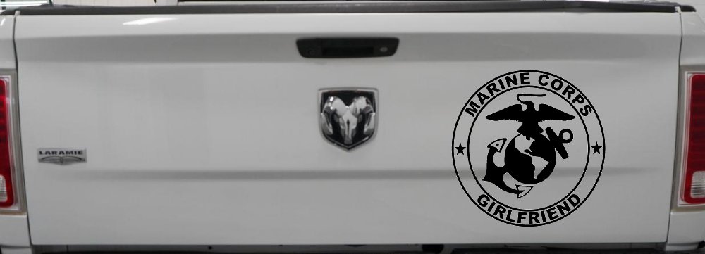 Marine Corps Girlfriend Seal Military Car or Truck Window Decal Sticker (Black)
