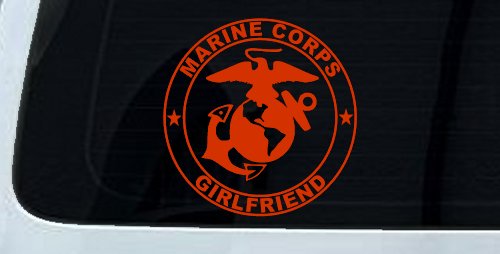 Marine Corps Girlfriend Seal Military Car or Truck Window Decal Sticker (Orange Red)