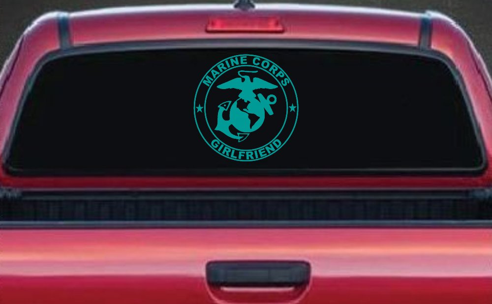 Marine Corps Girlfriend Seal Military Car or Truck Window Decal Sticker (Turquoise)