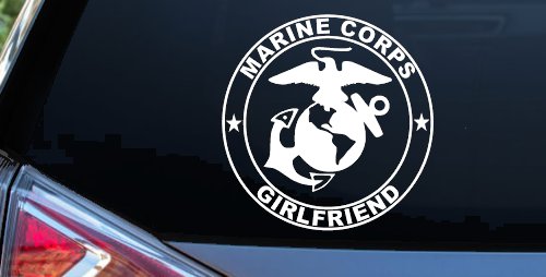 Marine Corps Girlfriend Seal Military Car or Truck Window Vinyl Decal Sticker (White)