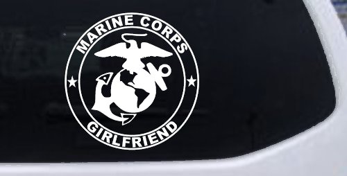 Marine Corps Girlfriend Seal Military Car or Truck Window Decal Sticker (White)