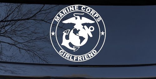 Marine Corps Girlfriend Seal Military Car or Truck Window Decal Sticker (White)