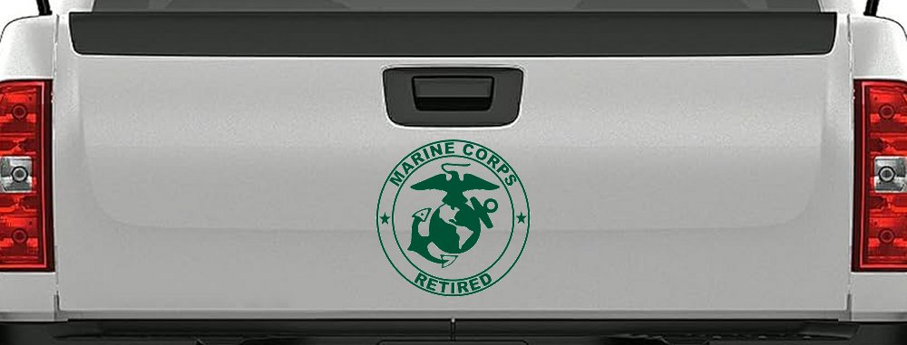 Marine Corps Retired Seal Military Car or Truck Window Decal Sticker (Dark Green)