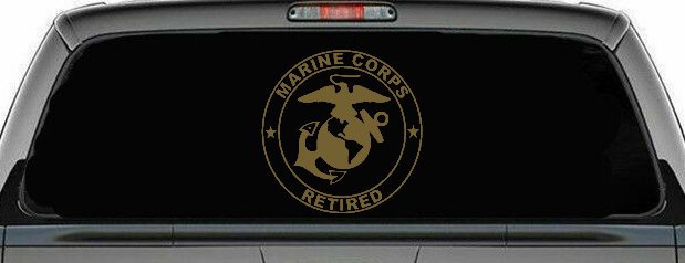 Marine Corps Retired Seal Military Car or Truck Window Vinyl Decal Sticker (Gold)