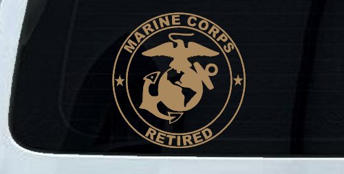 Marine Corps Retired Seal Military Car or Truck Window Vinyl Decal Sticker (Light Brown)