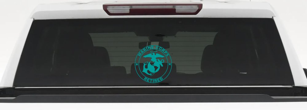 Marine Corps Retired Seal Military Car or Truck Window Decal Sticker (Turquoise)