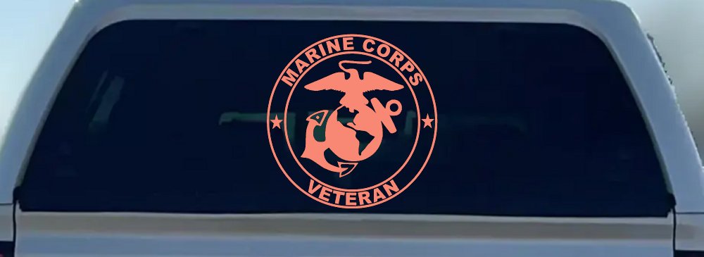 Marine Corps Veteran Seal Military Car or Truck Window Decal Sticker (Coral)