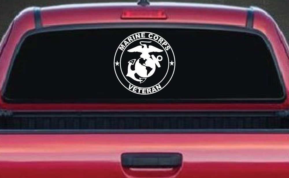 Marine Corps Veteran Seal Military Car or Truck Window Vinyl Decal Sticker (White)
