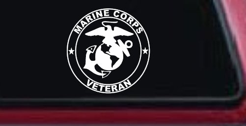 Marine Corps Veteran Seal Military Car or Truck Window Vinyl Decal Sticker (White)
