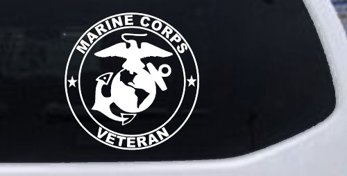 Marine Corps Veteran Seal Military Car or Truck Window Vinyl Decal Sticker (White)
