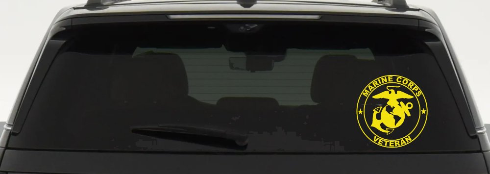 Marine Corps Veteran Seal Military Car or Truck Window Decal Sticker (Yellow)