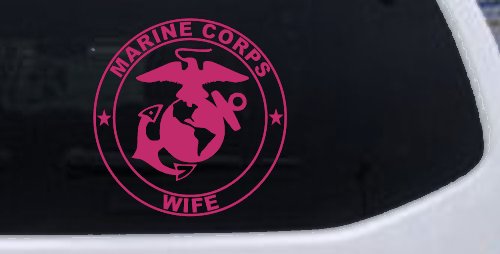 Marine Corps Wife Seal Military Car or Truck Window Decal Sticker (Hot Pink)