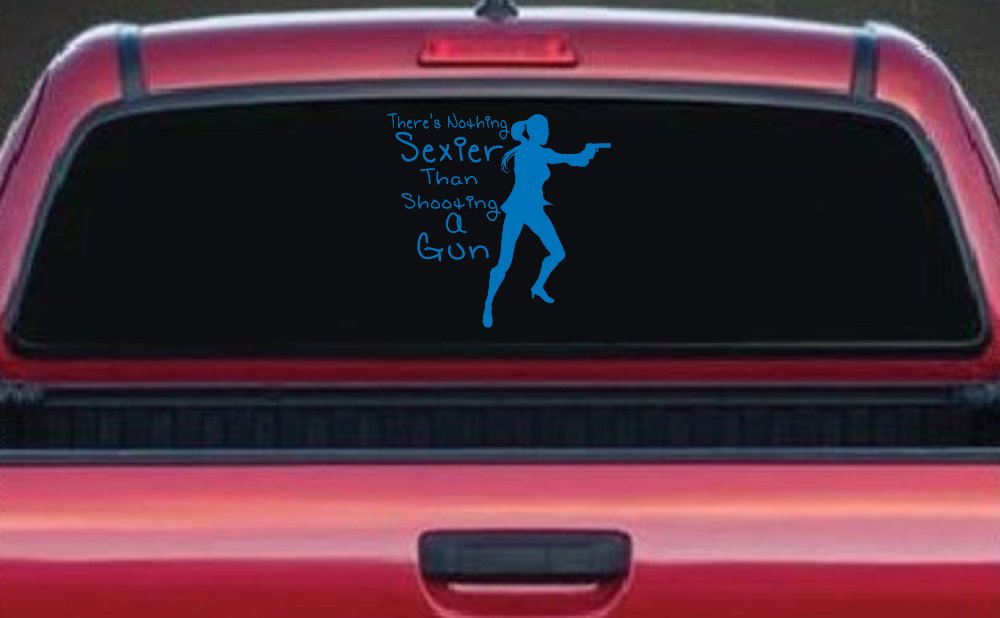 Theres Nothing Sexier Than Shooting A Gun Guns Car or Truck Window Decal Sticker (Sky Blue)