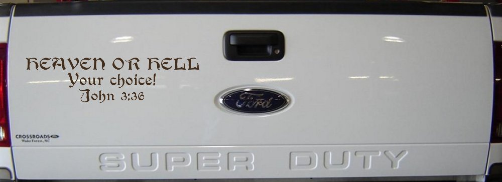 Heaven Or Hell Your Choice John 3 36 Christian Car or Truck Window Vinyl Decal Sticker (Brown)