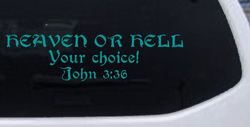 Heaven Or Hell Your Choice John 3 36 Christian Car or Truck Window Decal Sticker (Turquoise)