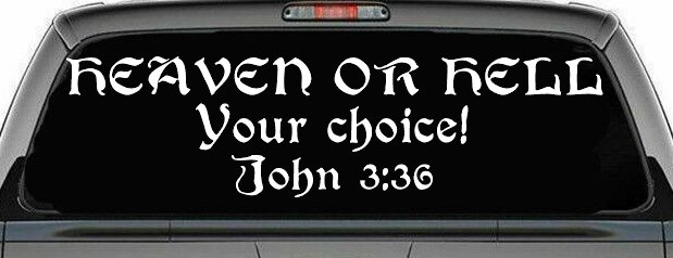Heaven Or Hell Your Choice John 3 36 Christian Car or Truck Window Vinyl Decal Sticker (White)