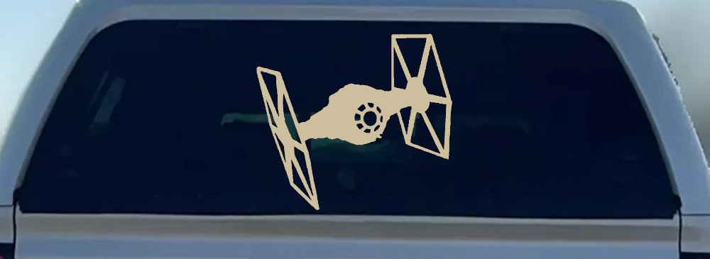 Tie Fighter Sci Fi Car or Truck Window Vinyl Decal Sticker (Desert Sand)