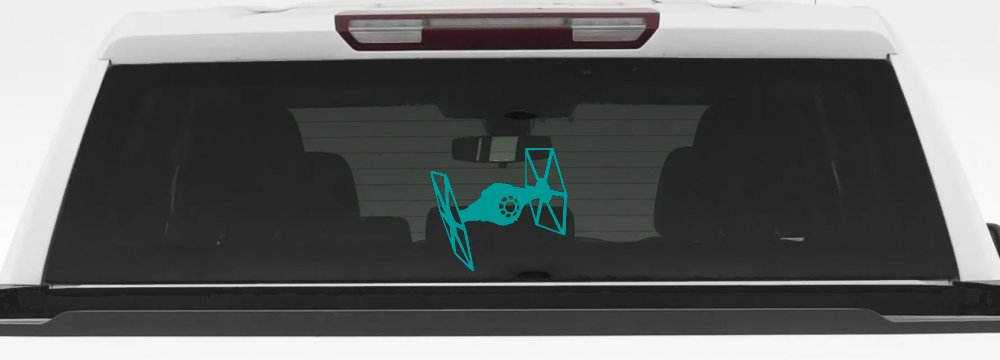 Tie Fighter Sci Fi Car or Truck Window Decal Sticker (Turquoise)