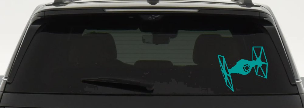 Tie Fighter Sci Fi Car or Truck Window Decal Sticker (Turquoise)