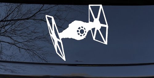 Tie Fighter Sci Fi Car or Truck Window Decal Sticker (White)