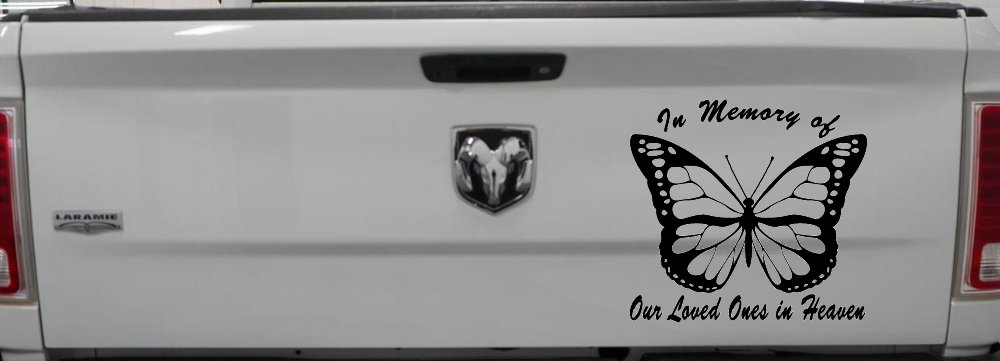 In Memory Of Our Loved Ones In Heaven Butterfly Butterflies Car or Truck Window Vinyl Decal Sticker (Black)